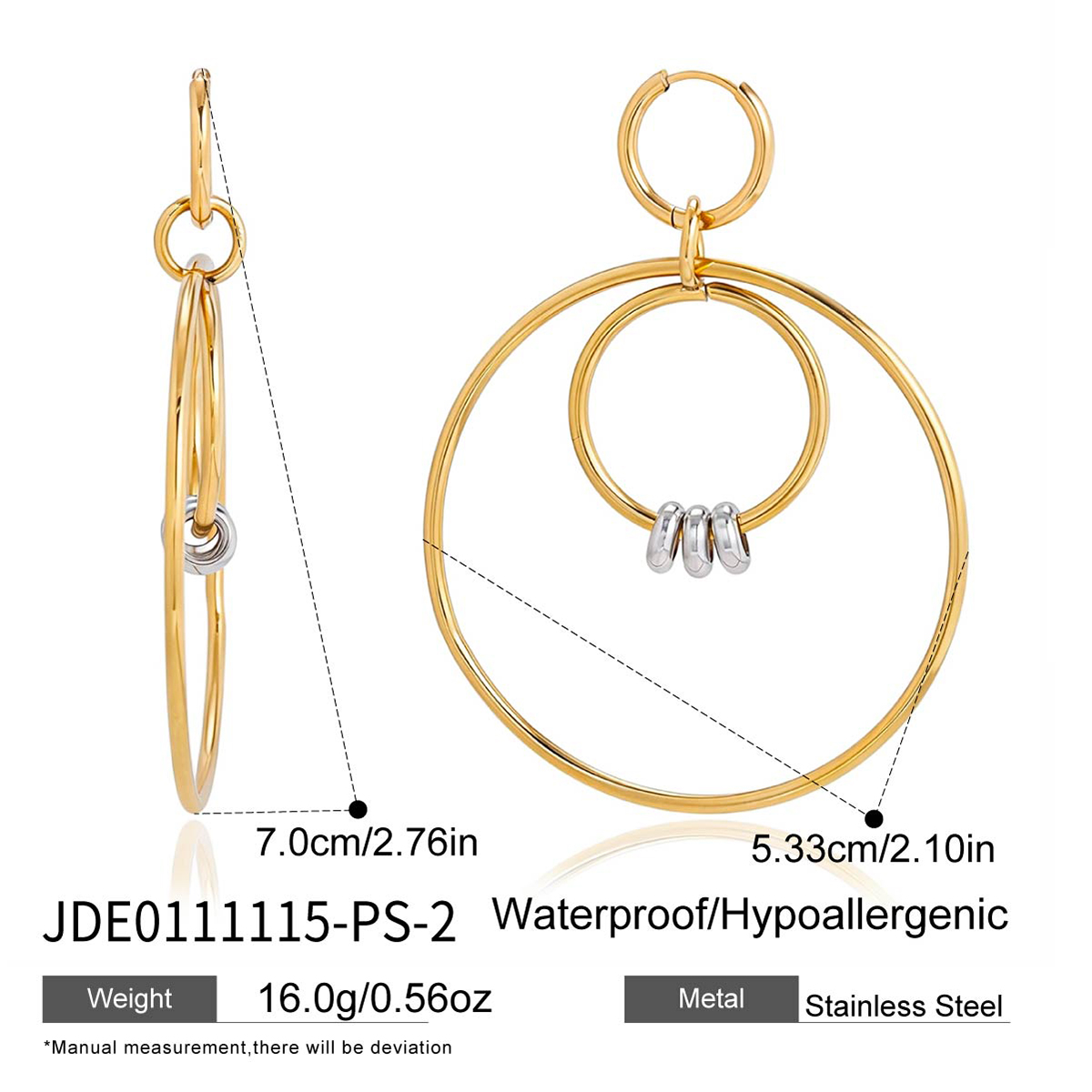 Boucles d’oreilles en acier – E0111115-PS-2