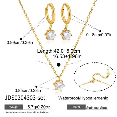 Set Collier et Boucles d'oreilles en acier – SET0204303