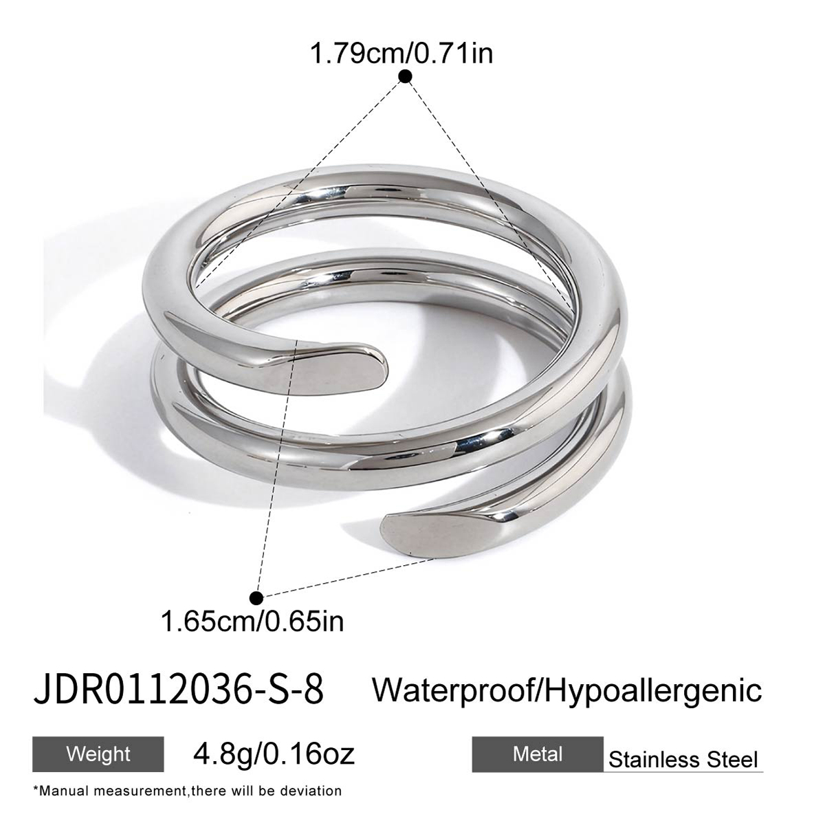 Bague en acier - BG0112036-S-8-57