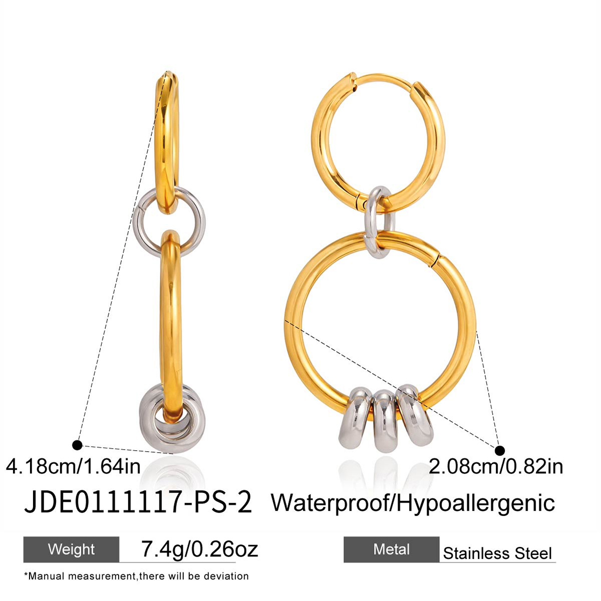 Boucles d’oreilles en acier – E0111117-PS-2