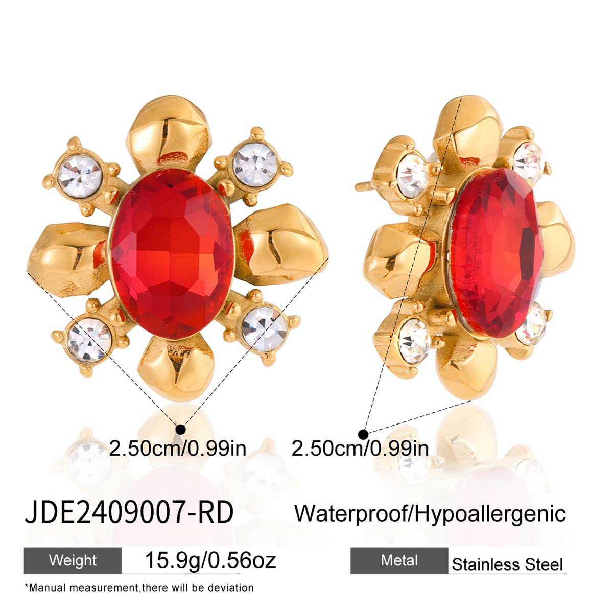 Boucles d'oreilles en acier - E2409007-RD